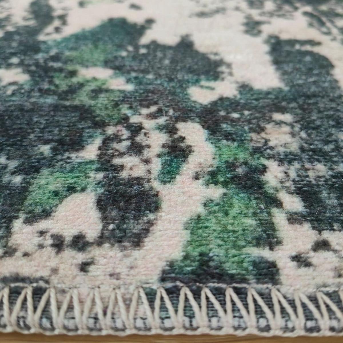 Eye Catching Green Non Slip Abstract Living Room Rug - Bae - Green / 200cm – image 3