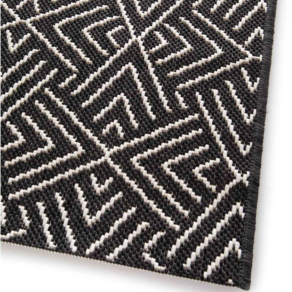Black Washable Aztec IndoorOutdoor Garden Rug - Ota - Black / 170cm – image 2
