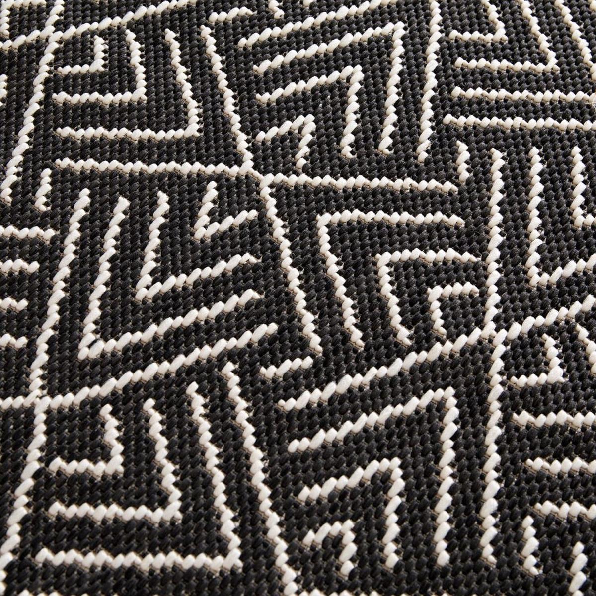Black Washable Aztec IndoorOutdoor Garden Rug - Ota - Black / 170cm – image 3