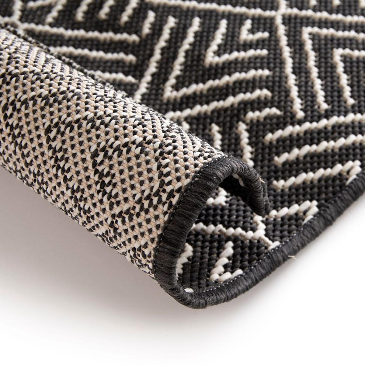 Black Washable Aztec IndoorOutdoor Garden Rug - Ota - Black / 170cm – image 5