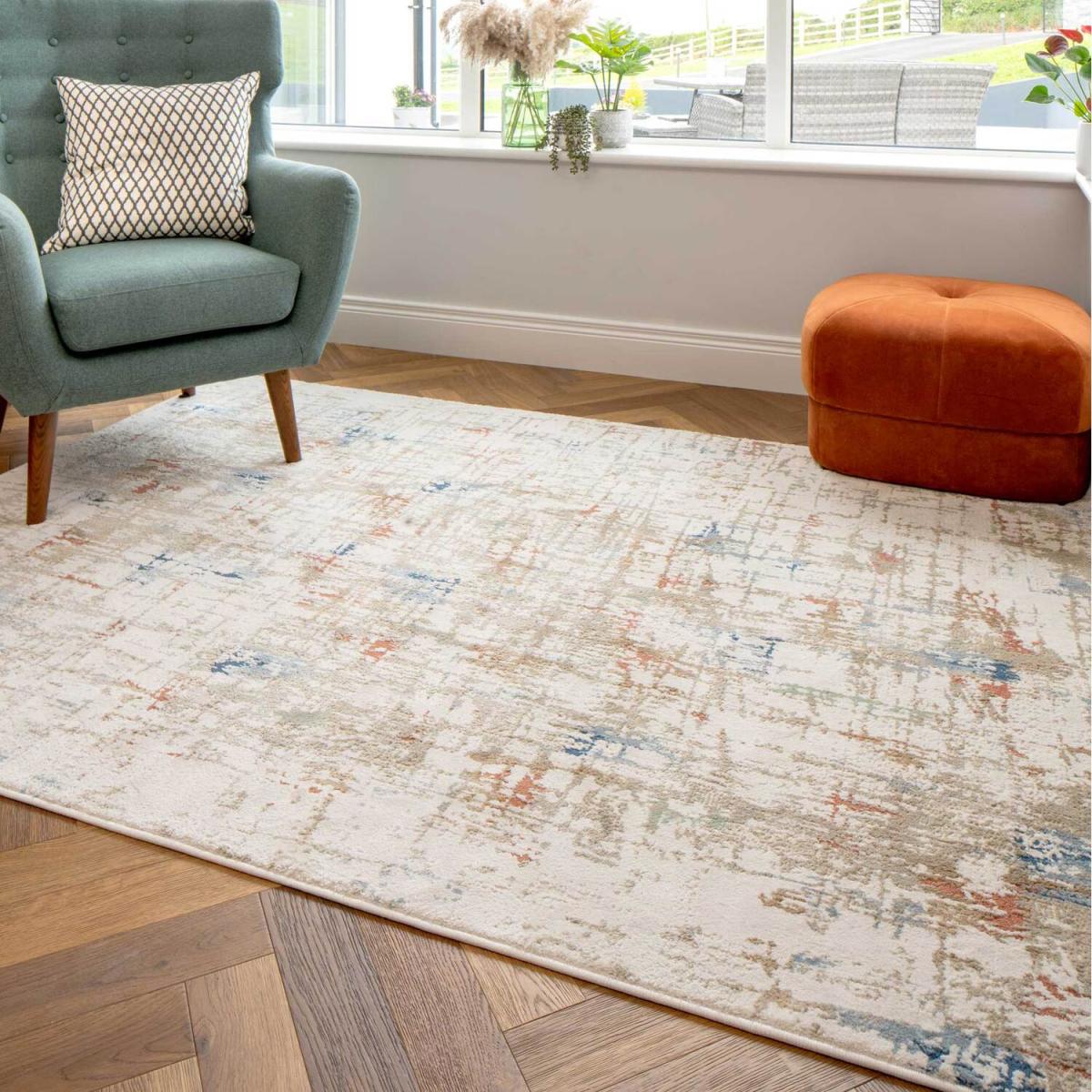 Silver Grey Distressed Multicolour Floral Medallion Living Area Rug - Multicolour / 230 x 160cm – image 2