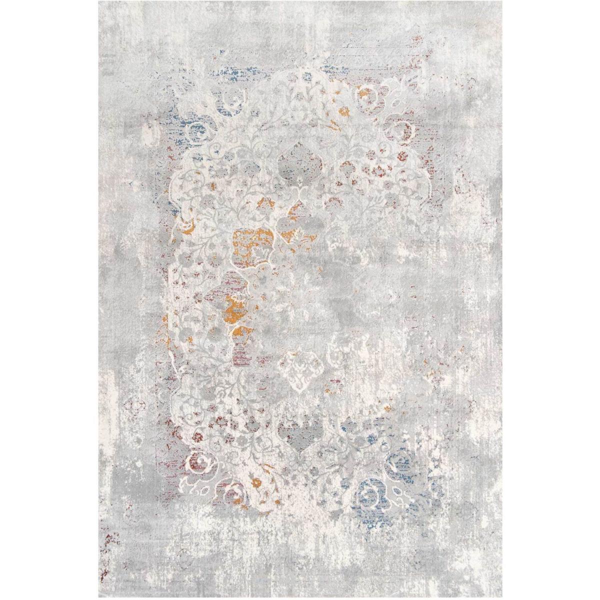 Silver Grey Distressed Multicolour Floral Medallion Living Area Rug - Multicolour / 230 x 160cm – image 3