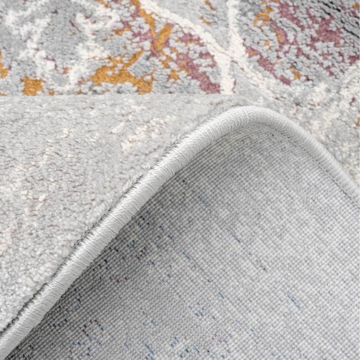 Silver Grey Distressed Multicolour Floral Medallion Living Area Rug - Multicolour / 230 x 160cm – image 4