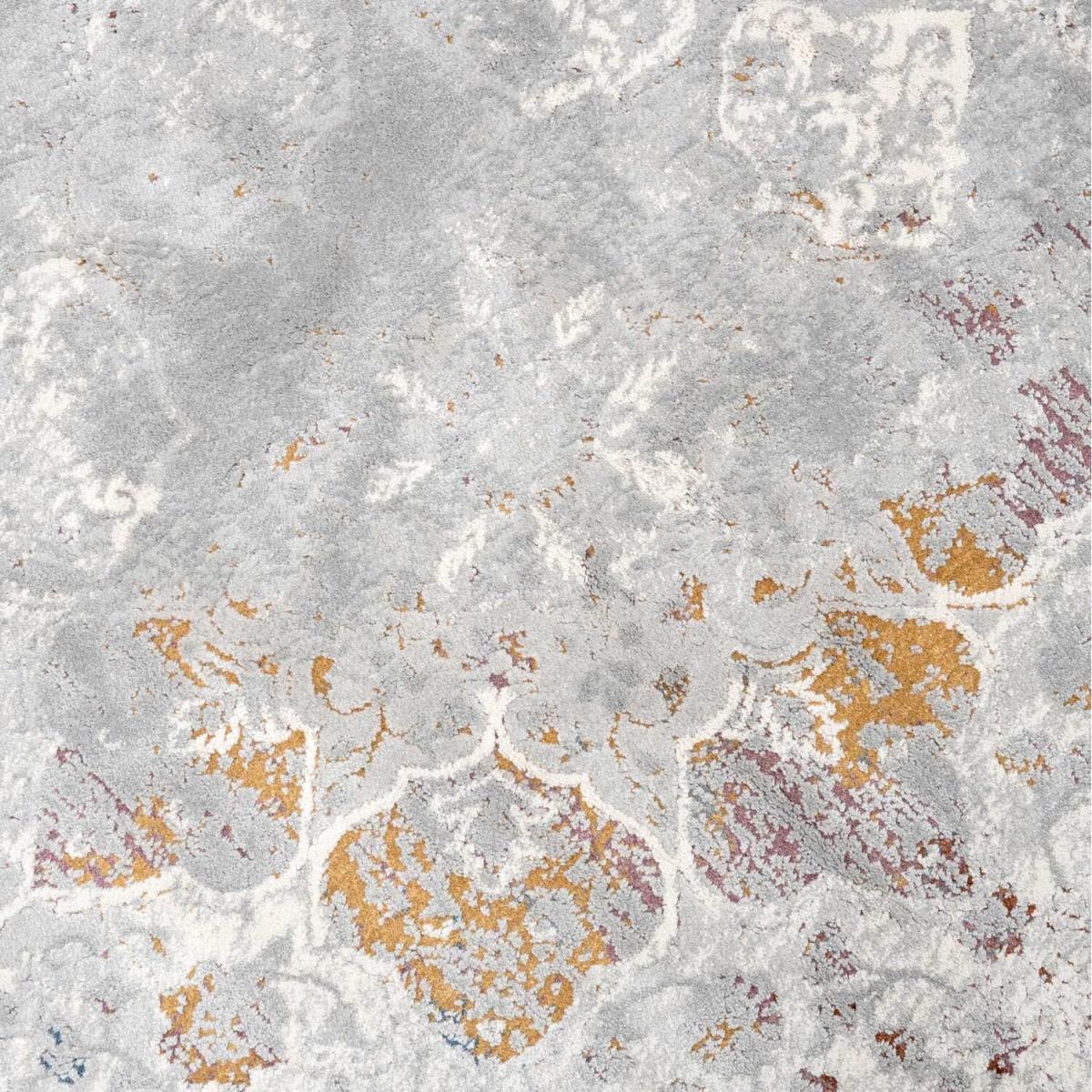 Silver Grey Distressed Multicolour Floral Medallion Living Area Rug - Multicolour / 230 x 160cm – image 5