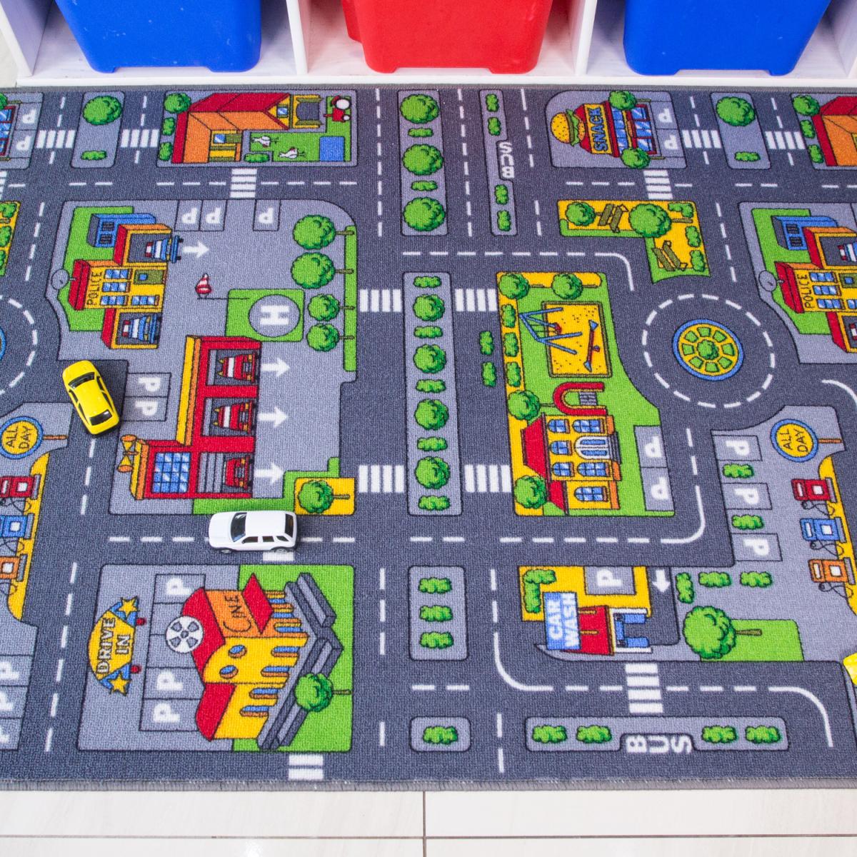 Kids Interactive Roads Play Mat Soft Bedroom Rug - Multicolour / 165 x 100cm – image 2