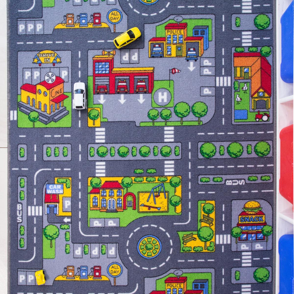 Kids Interactive Roads Play Mat Soft Bedroom Rug - Multicolour / 165 x 100cm – image 3