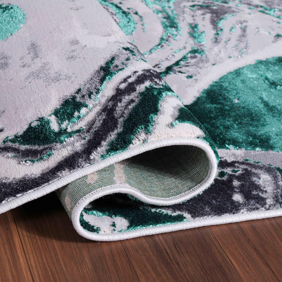 Emperor Solarius Modern Grunge Marbling Abstract Area Rugs - Aqua / 290cm – image 2