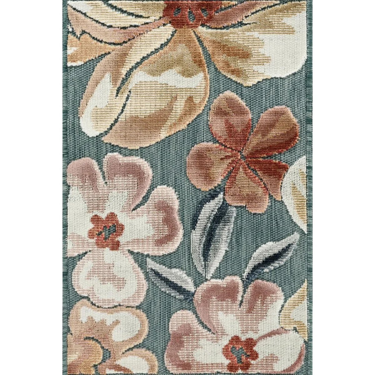 Gardenia Jasmine Indoor Outdoor Low Pile Area Rug Floral Design - Blue / 230cm – image 4