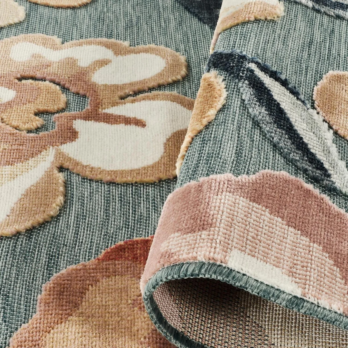 Gardenia Jasmine Indoor Outdoor Low Pile Area Rug Floral Design - Blue / 230cm – image 5