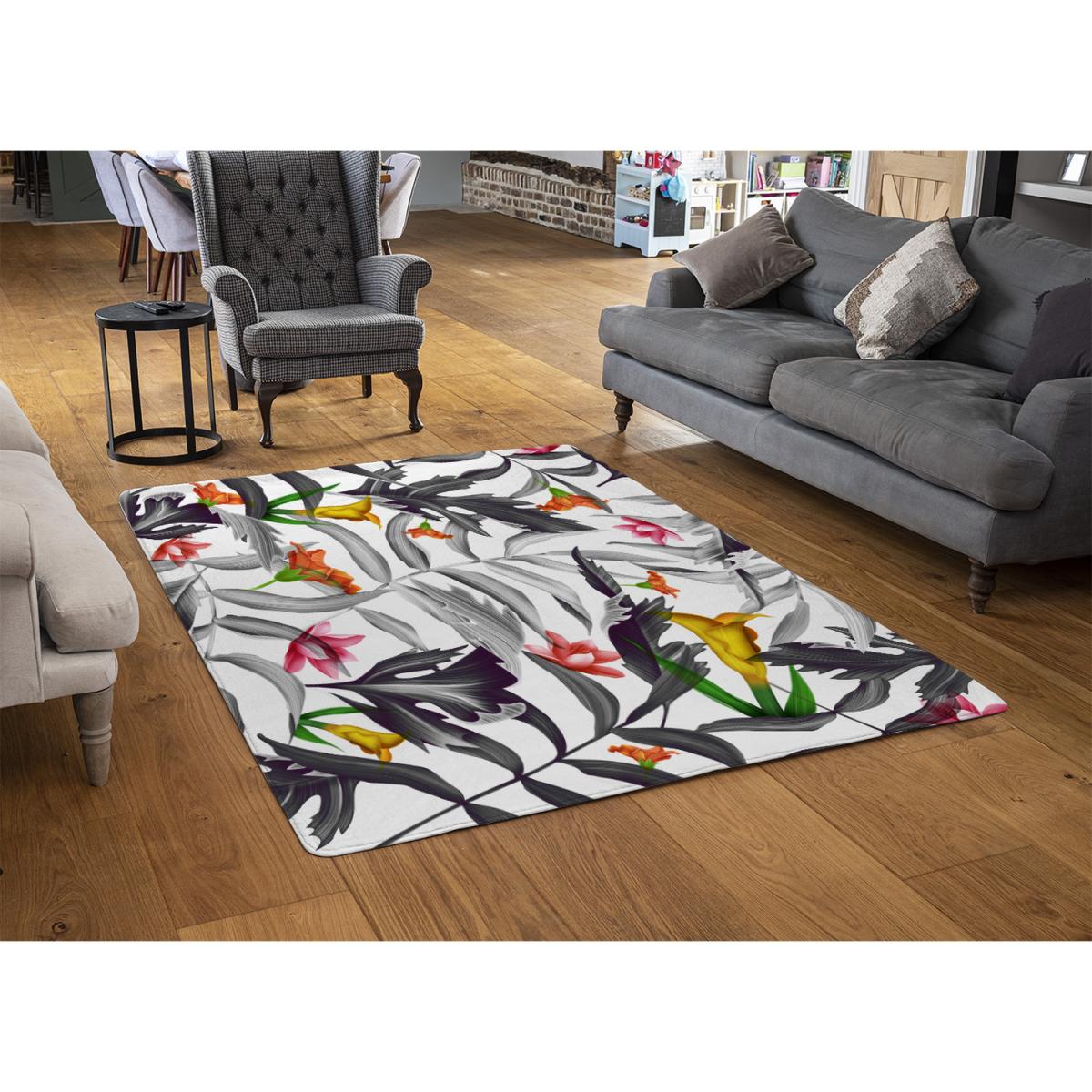 Monochrome Leaves Rug - Black / 230cm – image 3