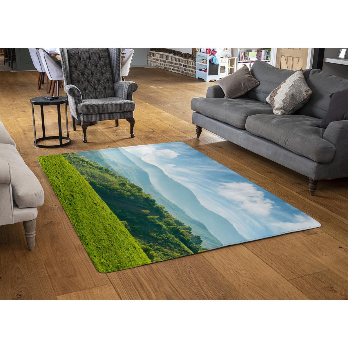 Panorama Of Beautiful Countryside Of Romania Designer Rug - Green / 200cm – image 2