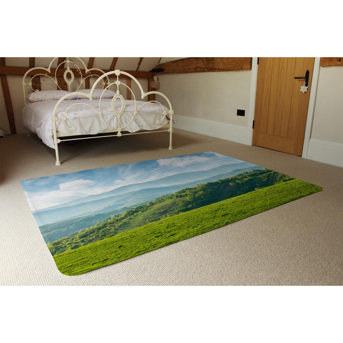 Panorama Of Beautiful Countryside Of Romania Designer Rug - Green / 200cm – image 3