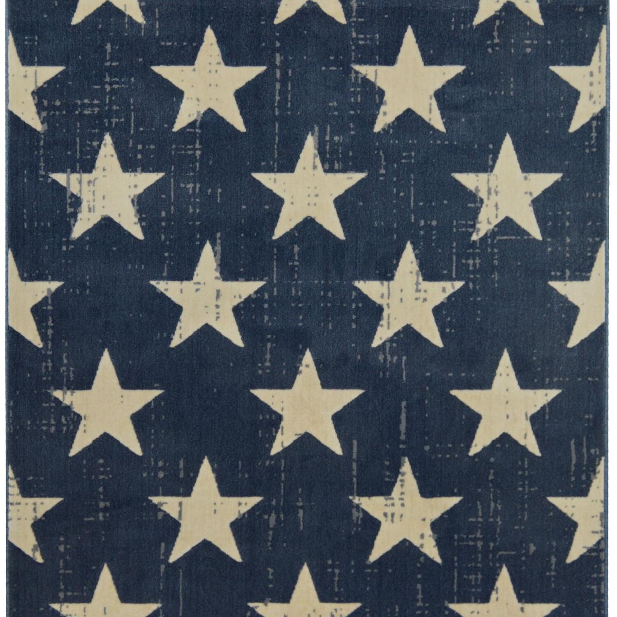 Navy Blue Stars Kids Bedroom Rug - Ballina - Blue – image 4