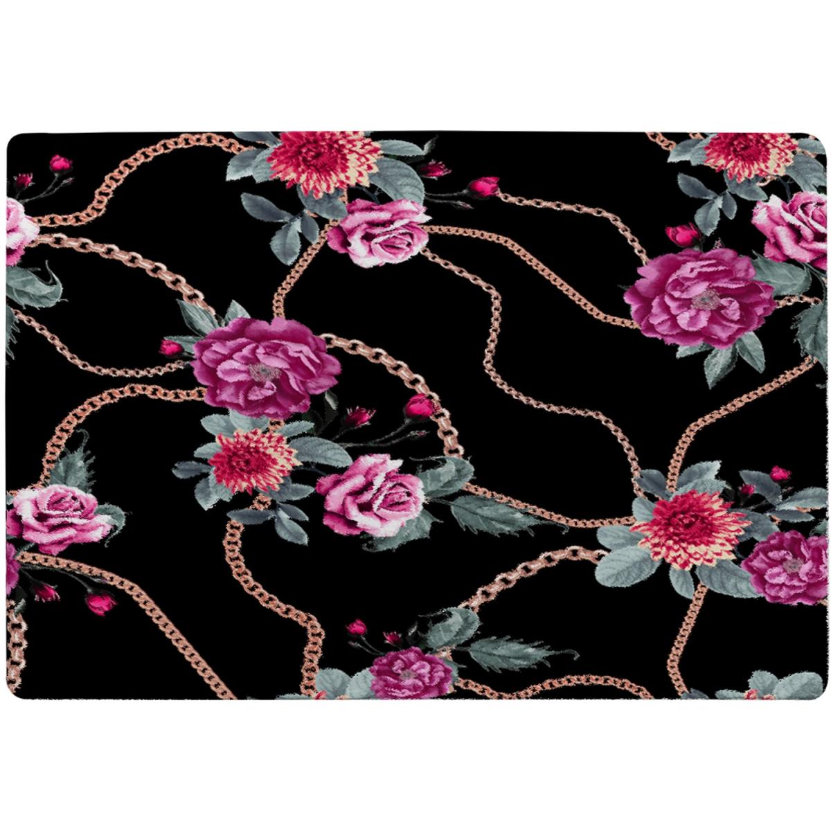 Chain And Flowers Pattern Designer Rug - Black / 200cm – image 2