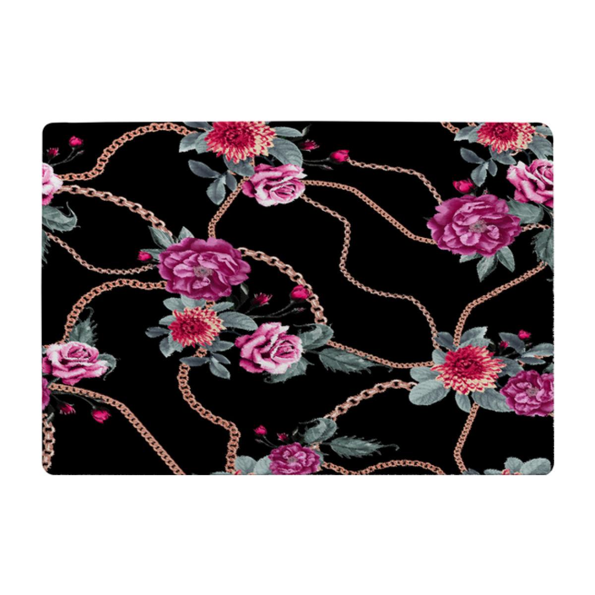 Chain And Flowers Pattern Designer Rug - Black / 200cm – image 1
