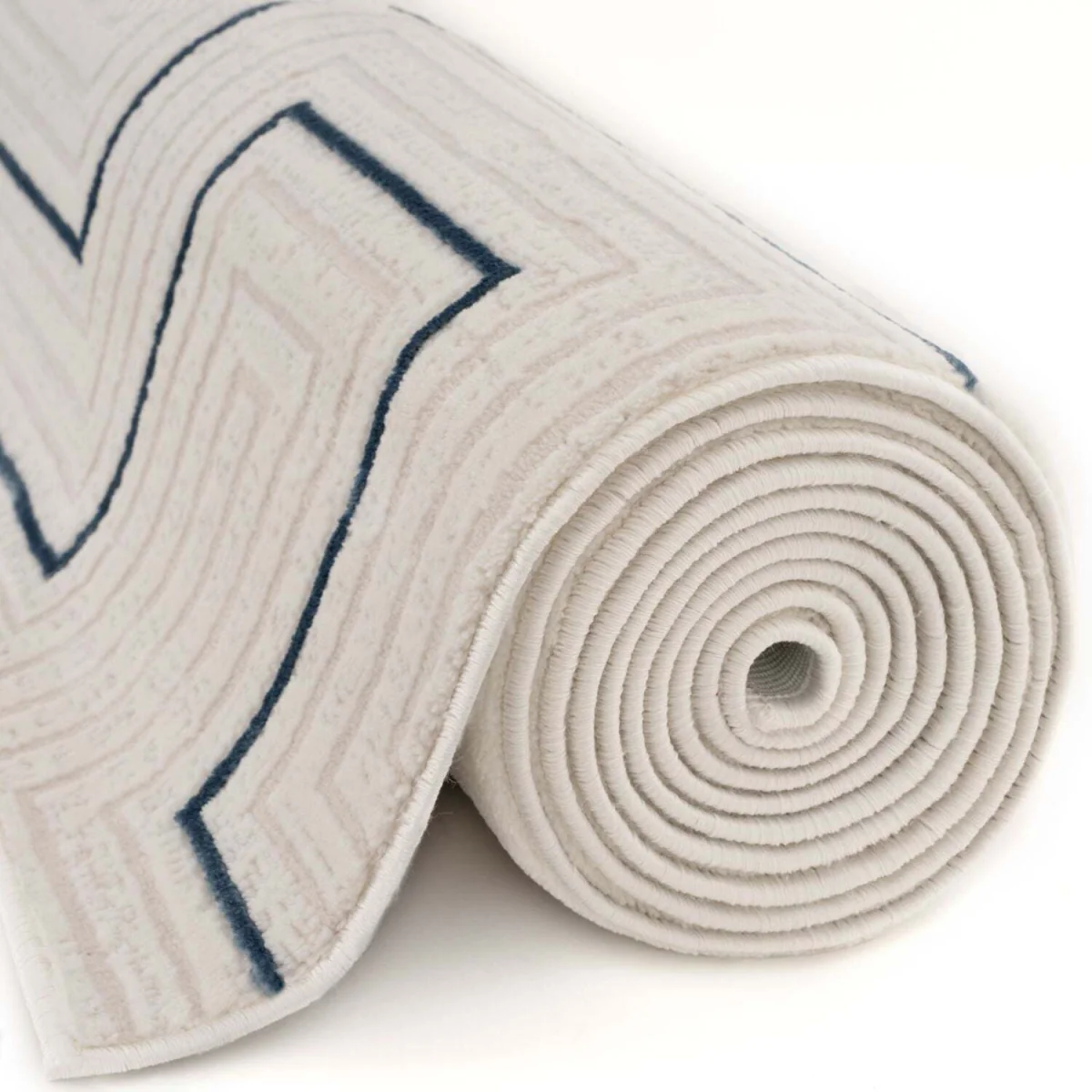 The Rugs Carmel Textured Geometric Runner - Cream-Blue – image 2