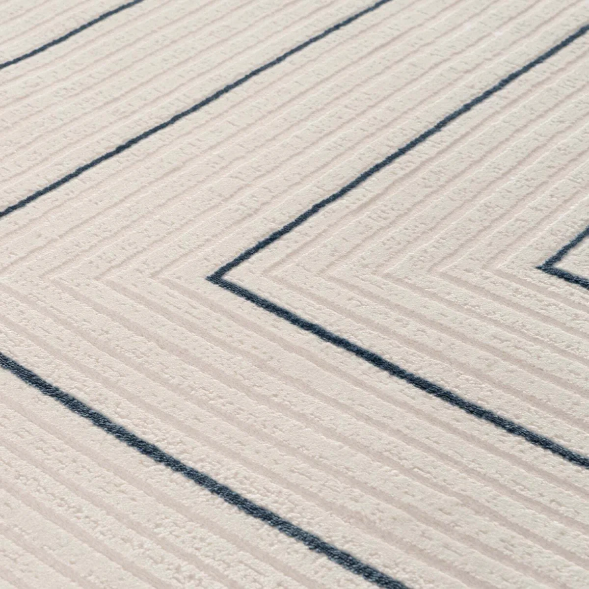 The Rugs Carmel Textured Geometric Runner - Cream-Blue – image 3