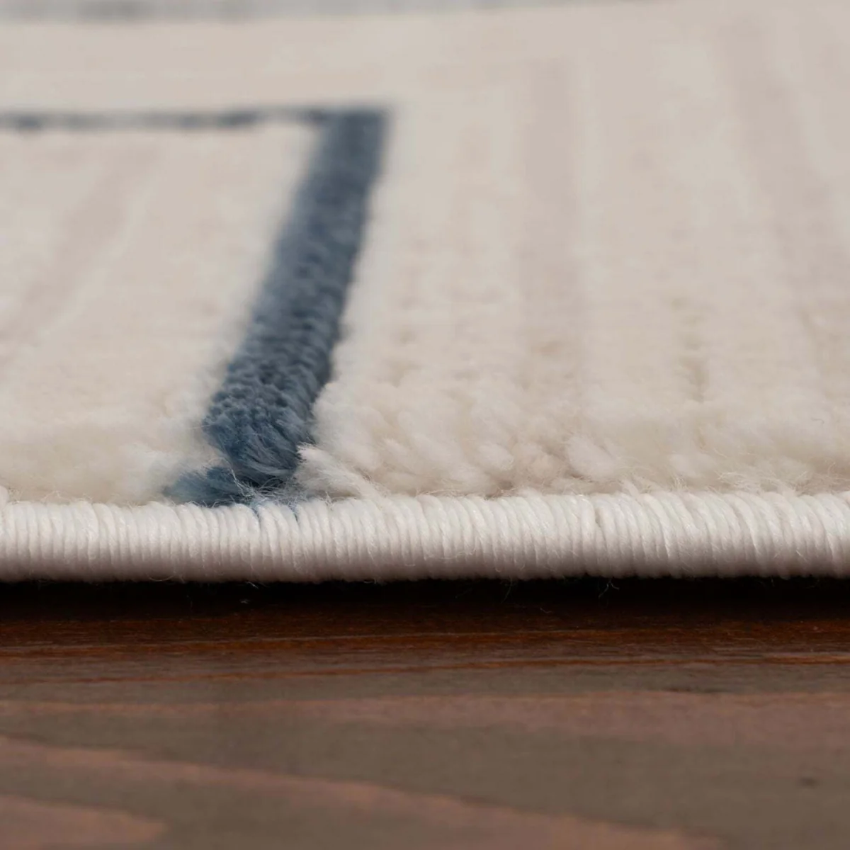 The Rugs Carmel Textured Geometric Runner - Cream-Blue – image 5