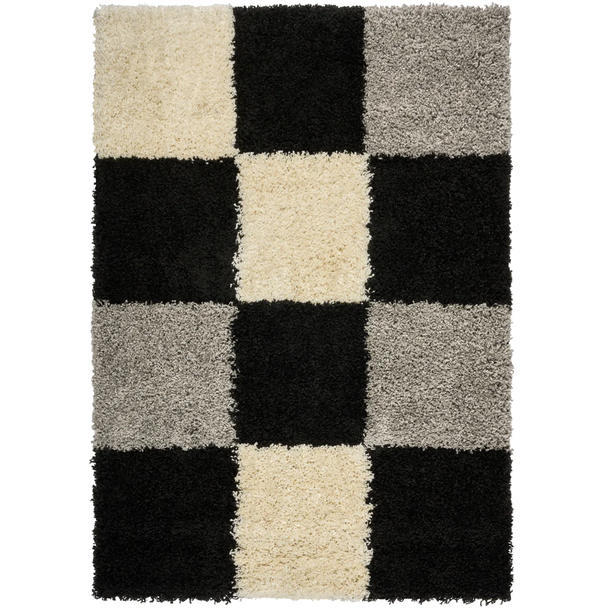California Checked Shaggy Rug - Black / 110cm / 60cm – image 2