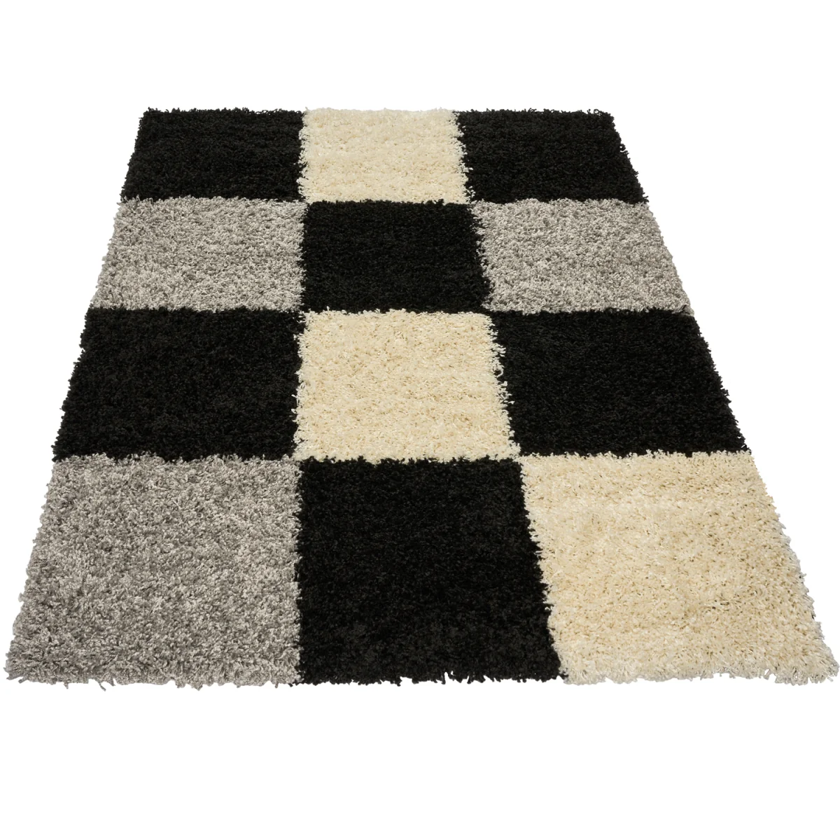 California Checked Shaggy Rug - Black / 110cm / 60cm – image 3