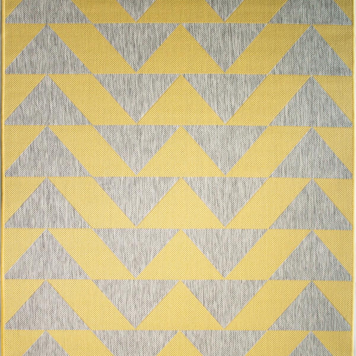 Yellow Grey Geometric Flatweave Indoor Outdoor Rug - Yellow / 170 x 120cm – image 3
