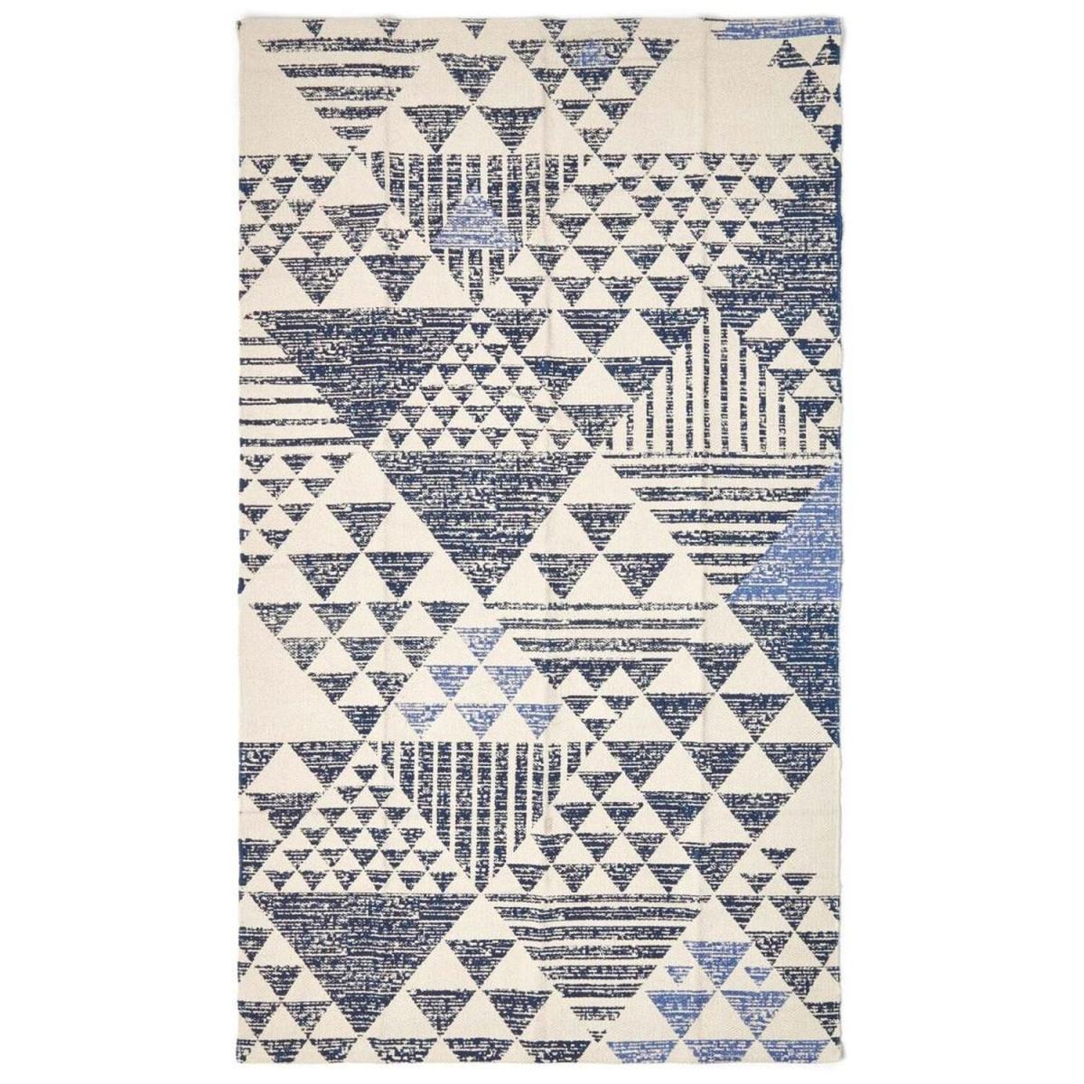 Homescapes Delphi Blue and White Cotton Printed Rug - Navy / 150cm – image 2