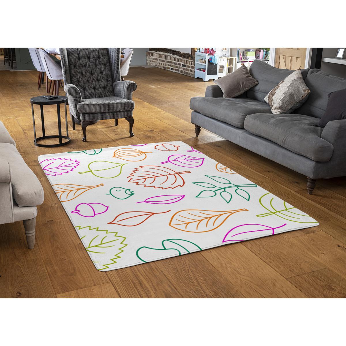 Multi Colour Leaves Illustration Rug - Pink / 230cm – image 3