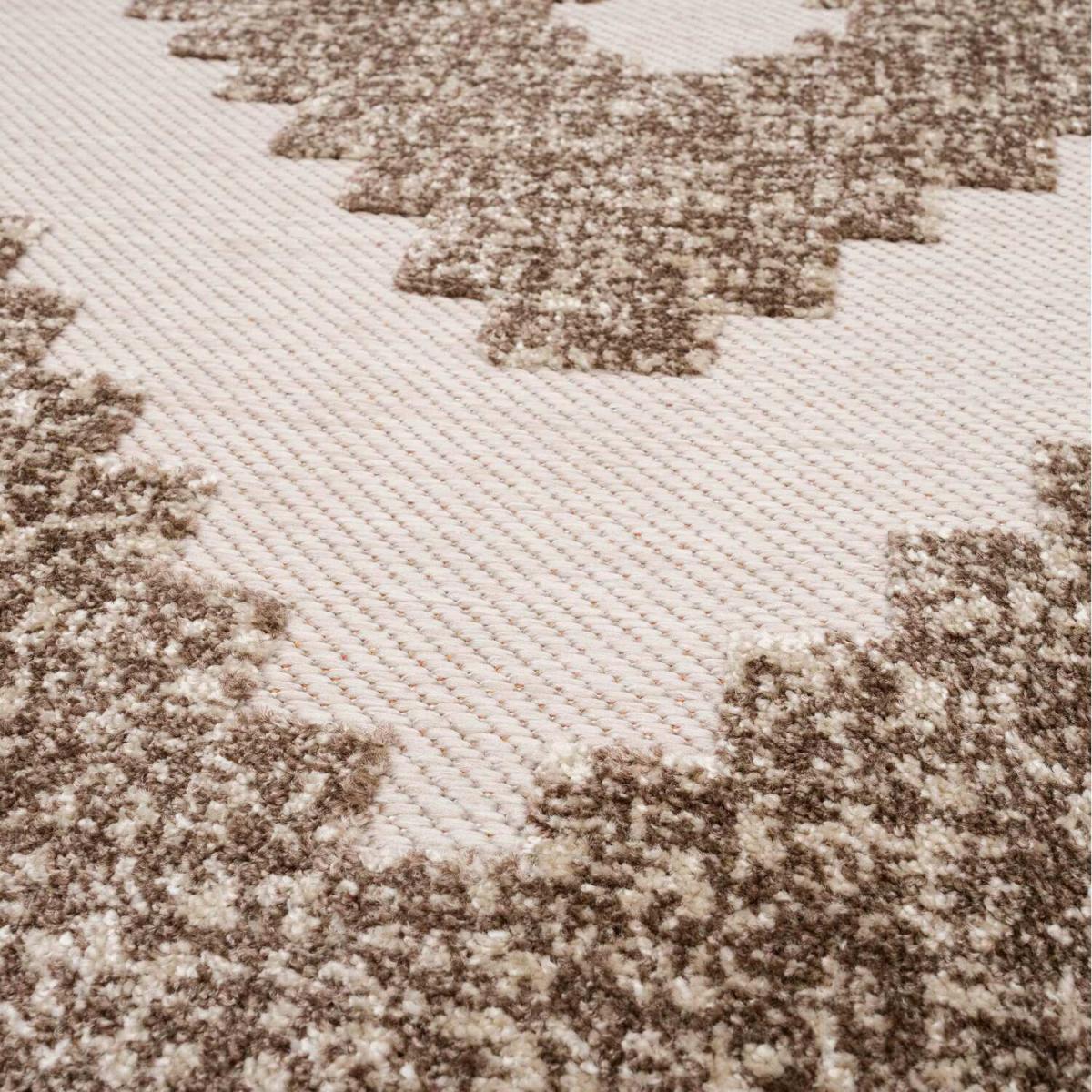 Natural Beige Textured Bordered Geometric Weatherproof Indoor Outdoor Area Rug - Beige / 230 x 160cm – image 5