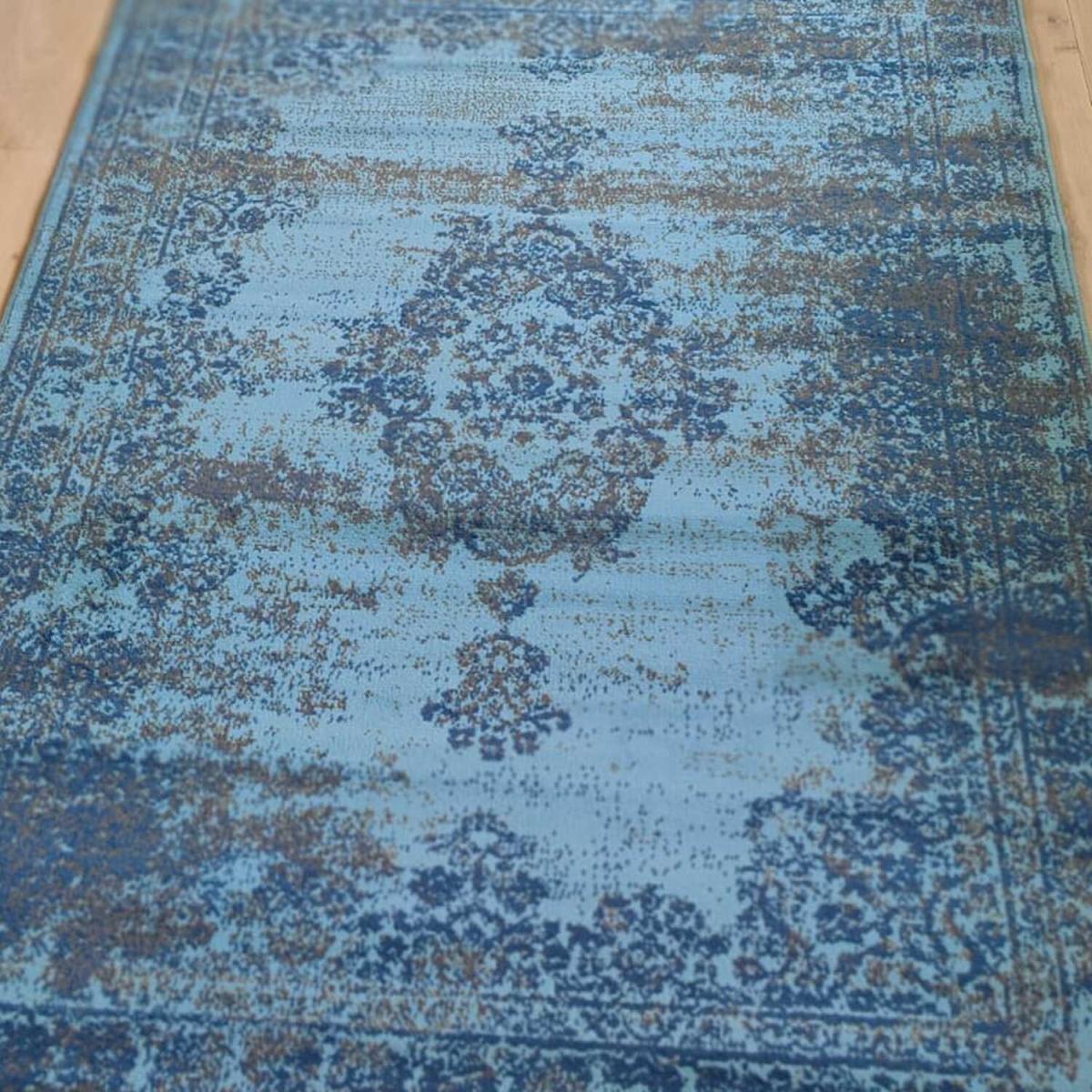 Modern Turquoise Blue Transitional Medallion Area Rug - Trend - Blue / 7kg – image 3