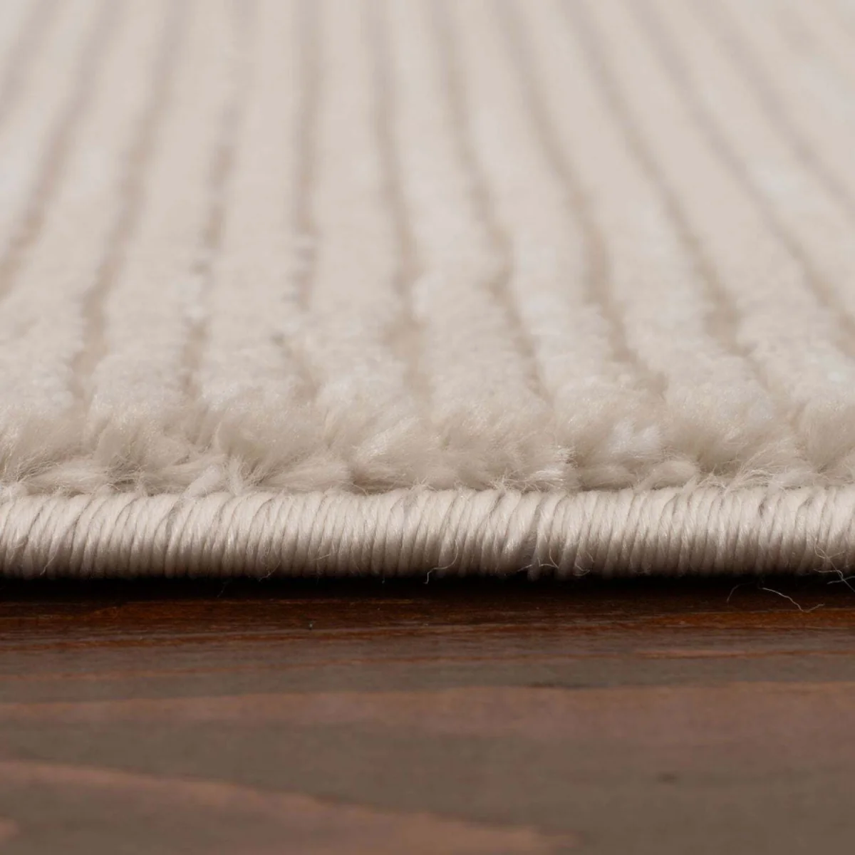 The Rugs Carmel Striped Design Textured Runner - Cream-Beige – image 2