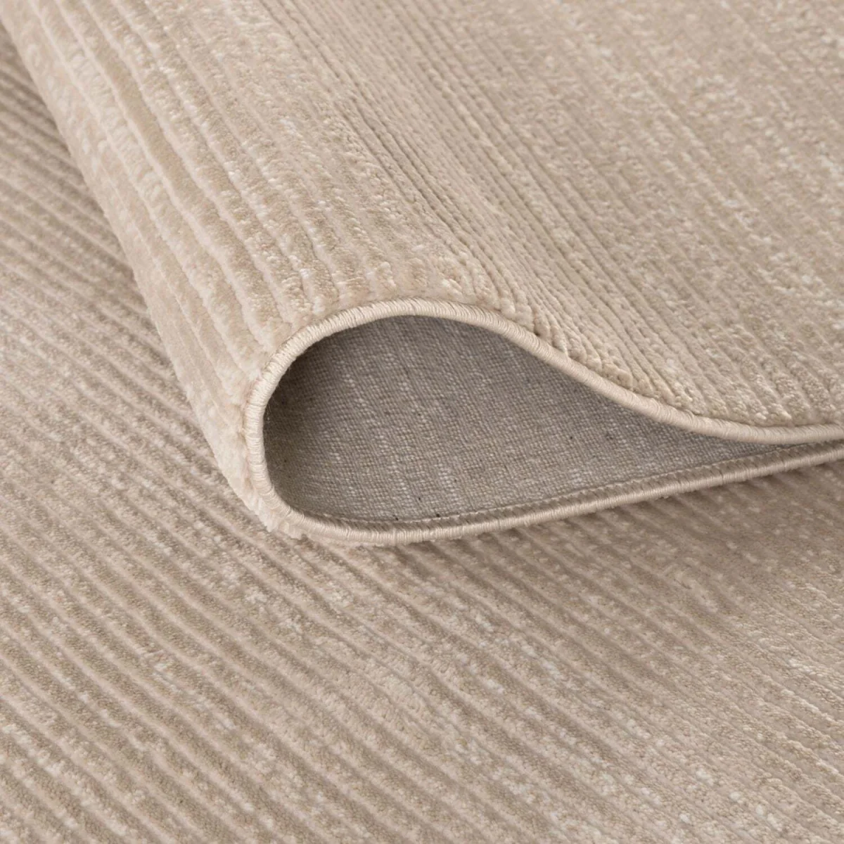 The Rugs Carmel Striped Design Textured Runner - Cream-Beige – image 4