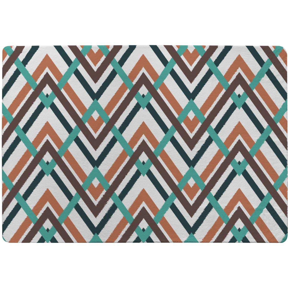 Coloured Geometric Zig Zag Rug - Green / 230cm – image 2
