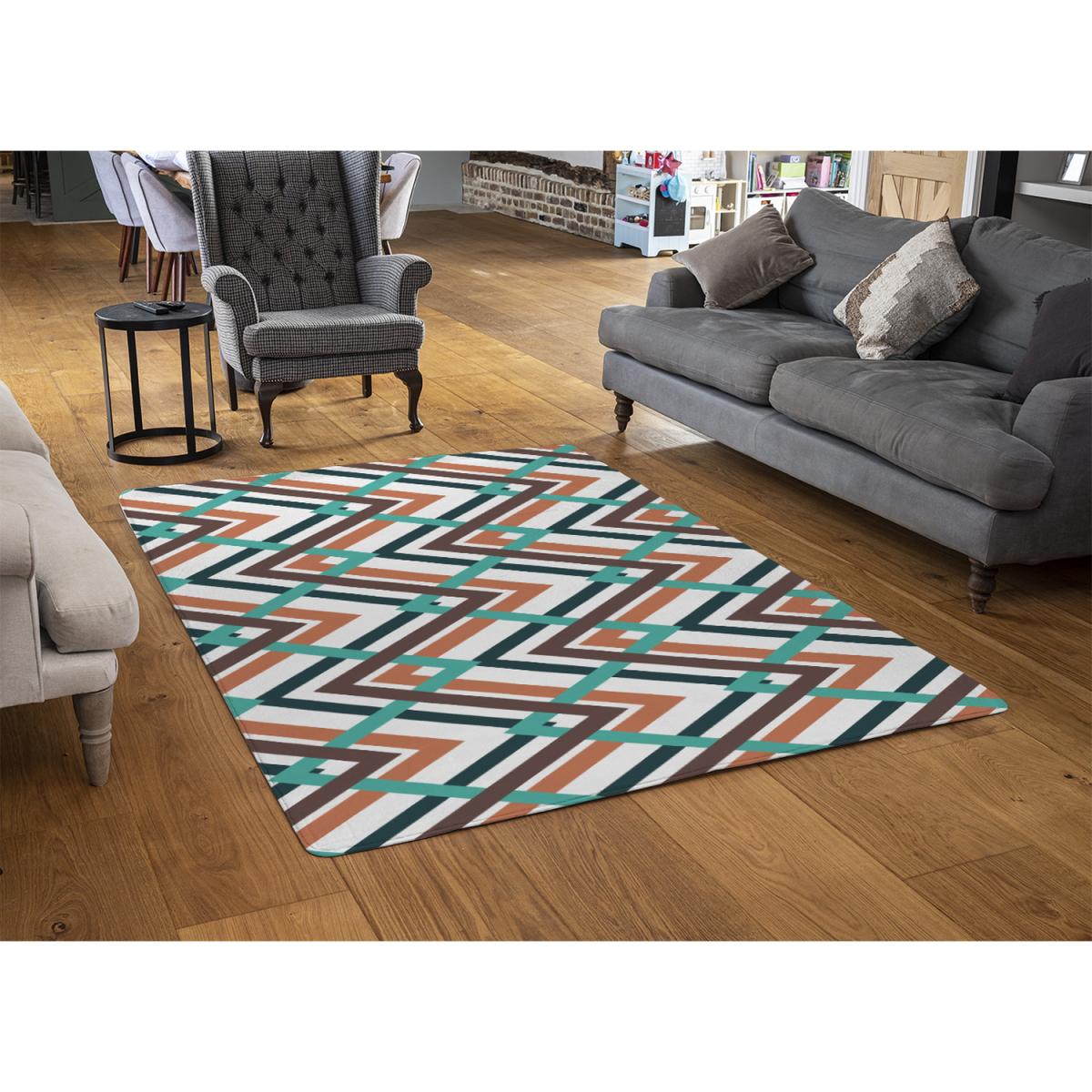 Coloured Geometric Zig Zag Rug - Green / 230cm – image 3
