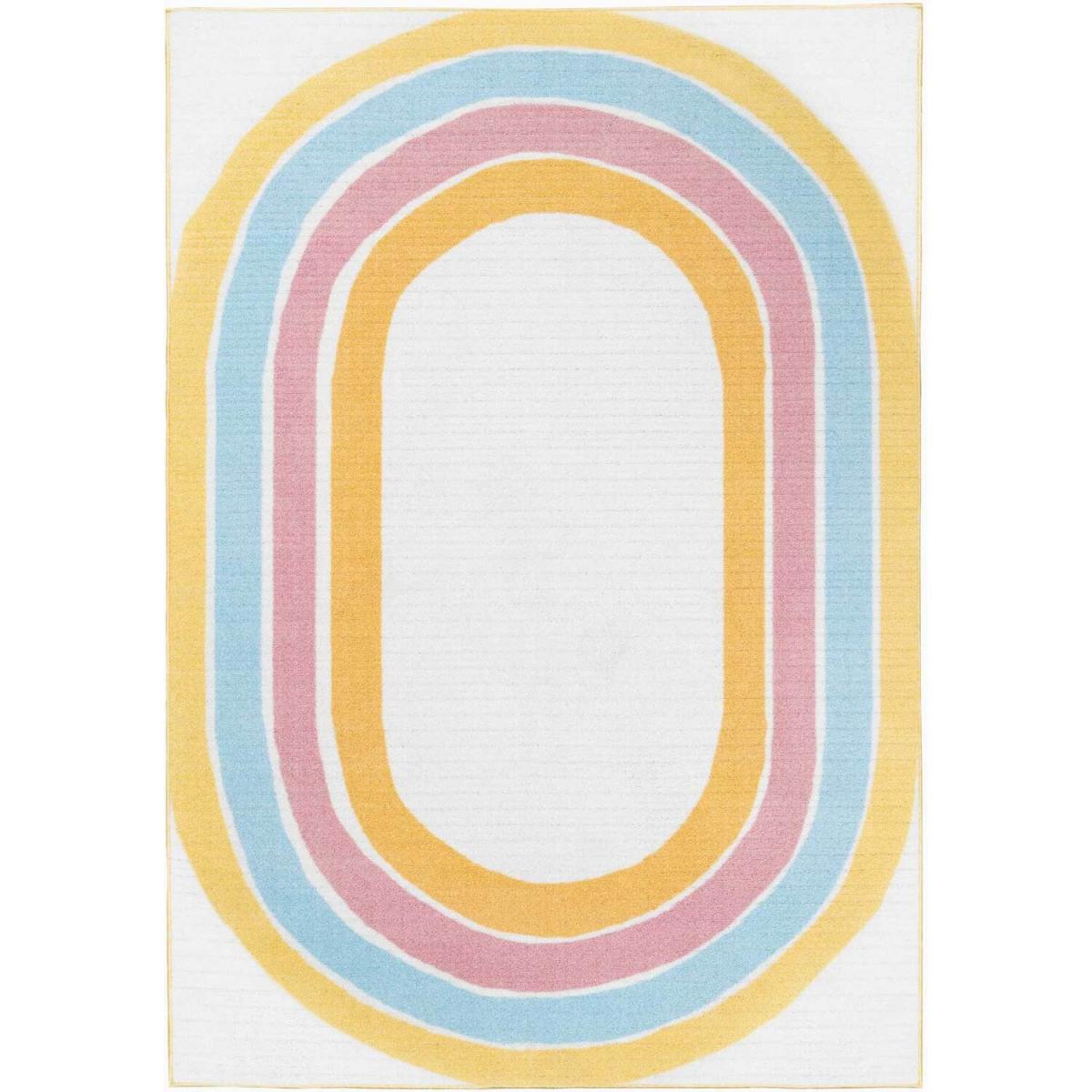 Cream Rainbow Kids Play Mat Soft Non Slip Washable Bedroom Rug - Multicolour / 170 x 120cm – image 3