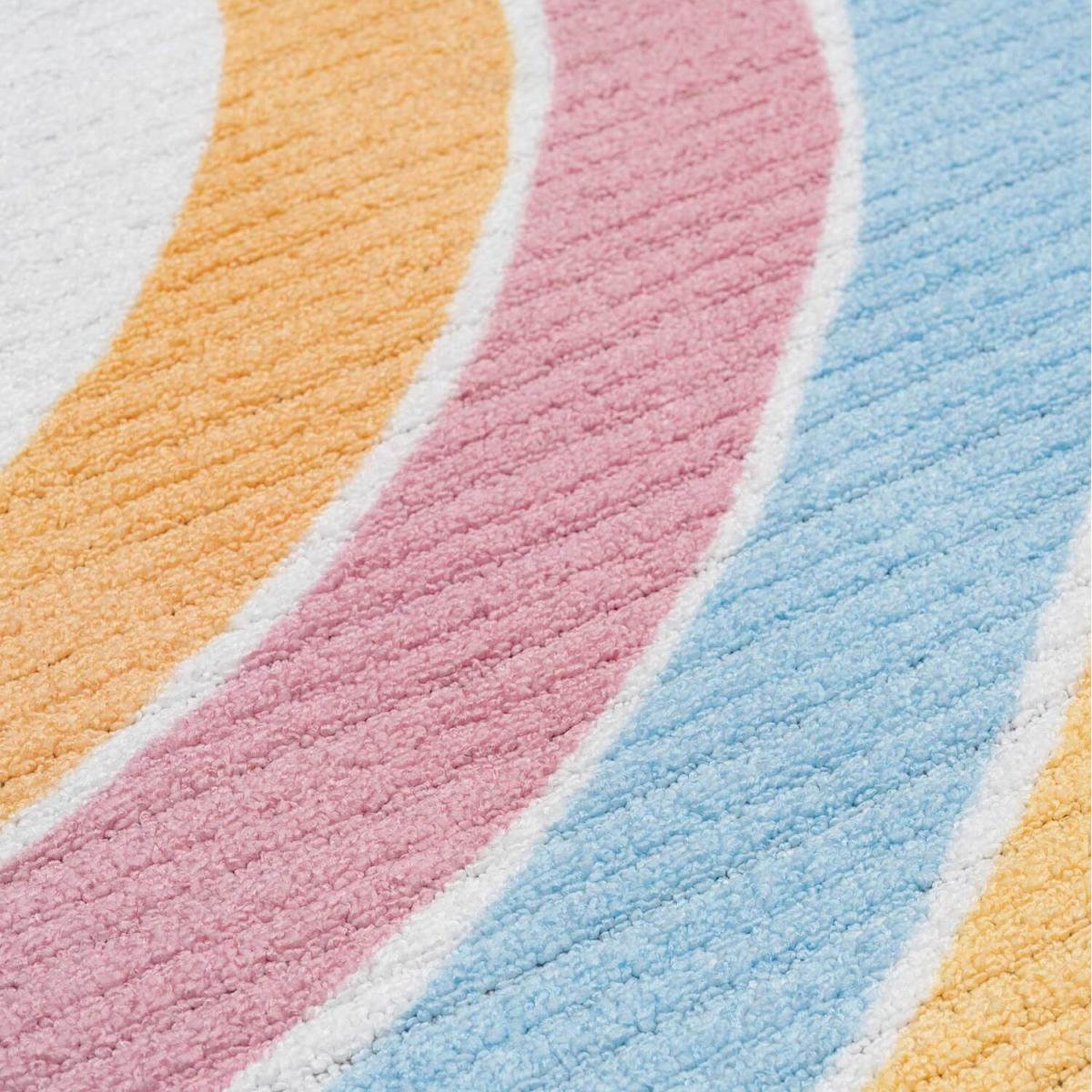 Cream Rainbow Kids Play Mat Soft Non Slip Washable Bedroom Rug - Multicolour / 170 x 120cm – image 4