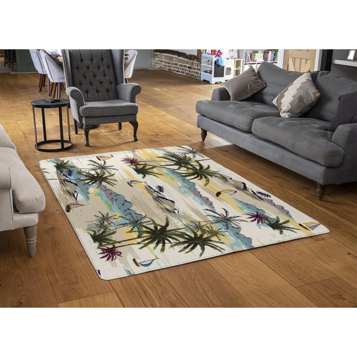 Palm Sailboats Rug - Yellow / 110cm – image 2