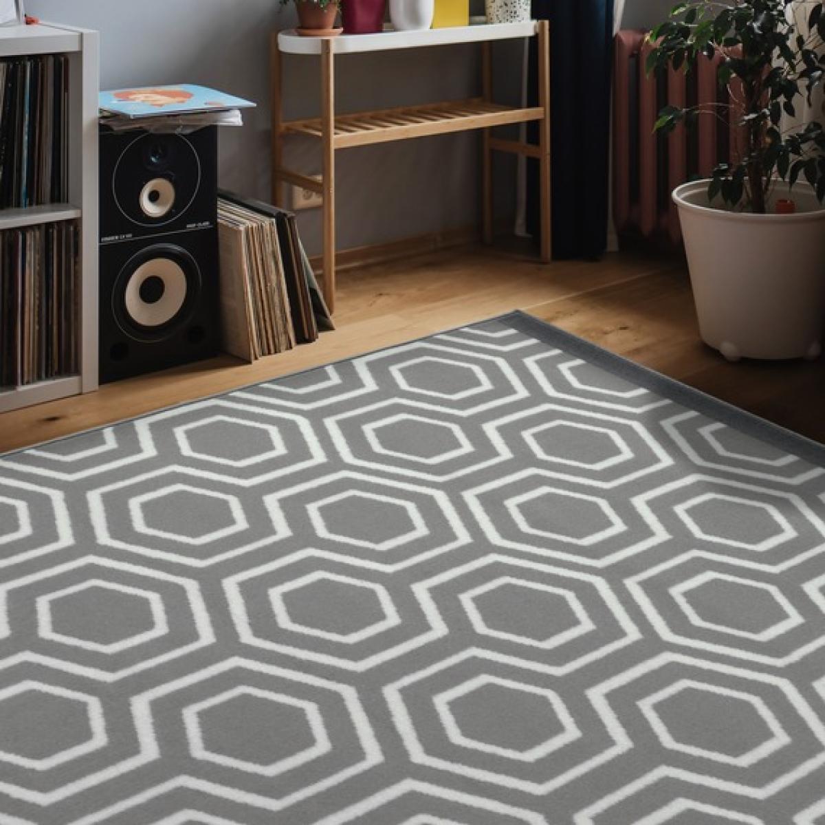 Modern Grey Geometric Flatweave Rug - Islay - Grey / 230cm / 5kg – image 1