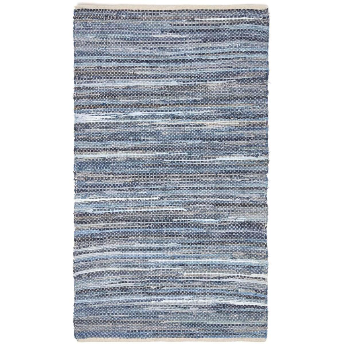 Homescapes Blue Denim Handwoven Striped Chindi Rug - Blue / 150cm – image 2