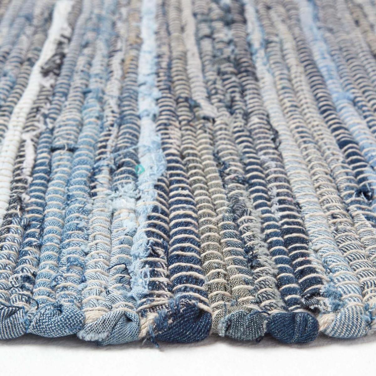 Homescapes Blue Denim Handwoven Striped Chindi Rug - Blue / 150cm – image 3
