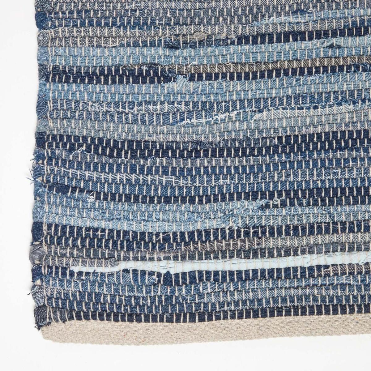 Homescapes Blue Denim Handwoven Striped Chindi Rug - Blue / 150cm – image 5