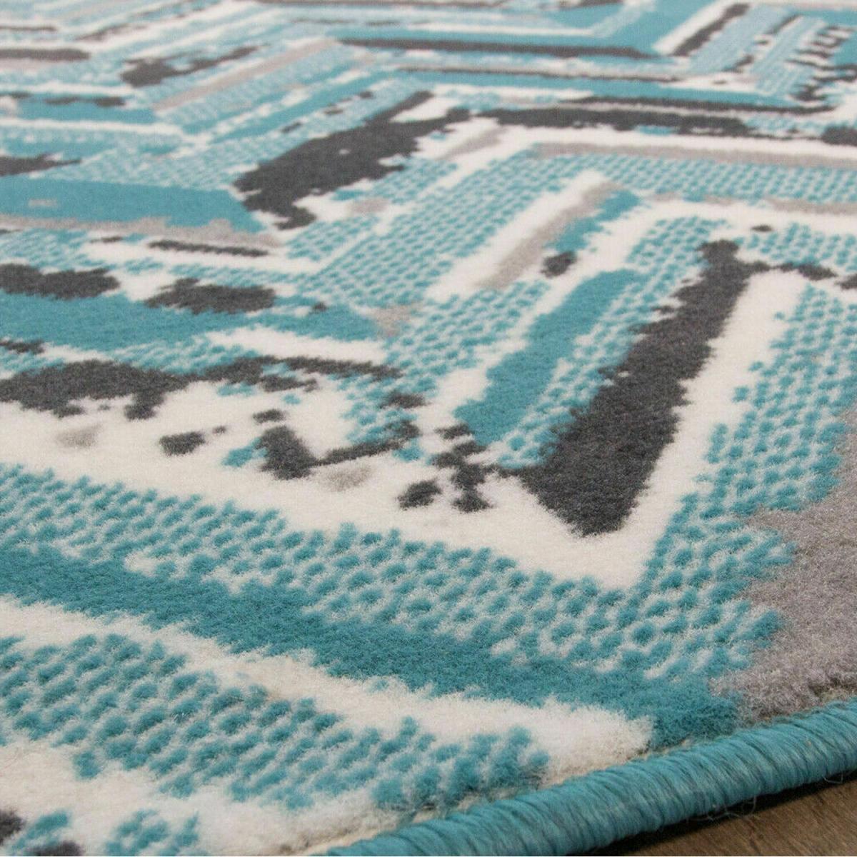 Blue And Grey 3D Geometric Rug - Blue / 60cm / 110cm – image 2