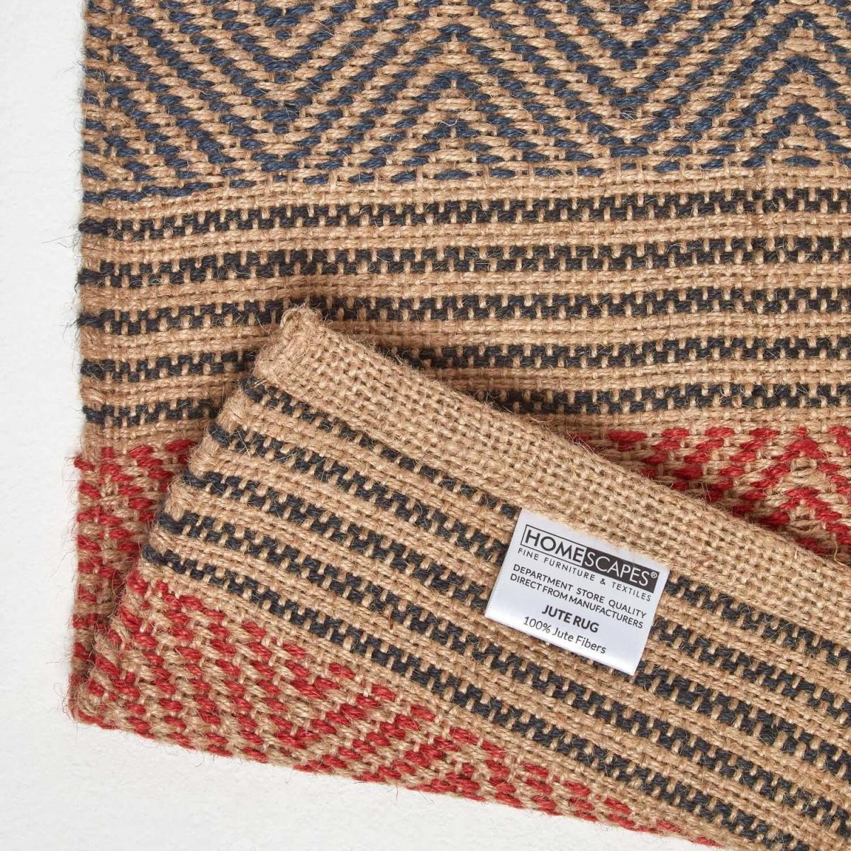 Homescapes Multicolour Geometric Patterned Jute Rug - Multi Colour / 150cm – image 3