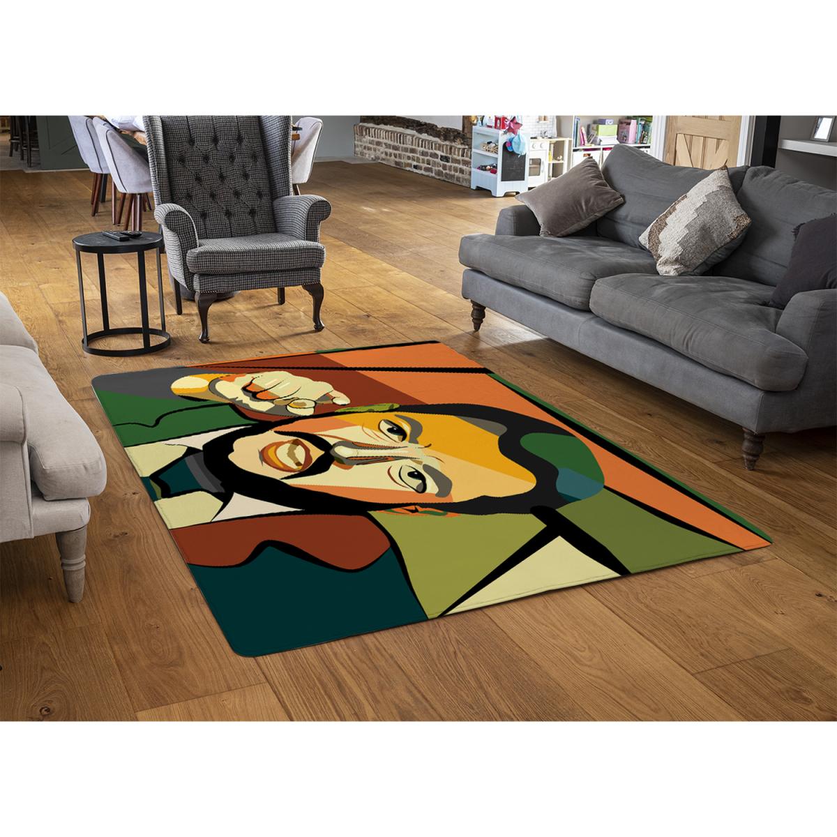 Cubism Art Style, Politician Designer Rug - Orange / 150cm – image 2