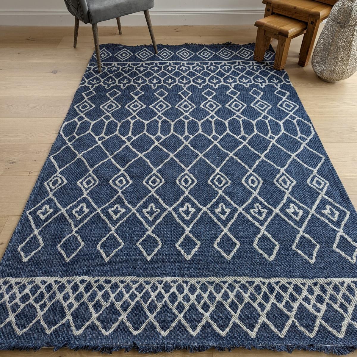 Navy Cotton Flatweave Outdoor Rug - Gala - Blue / 150cm – image 2