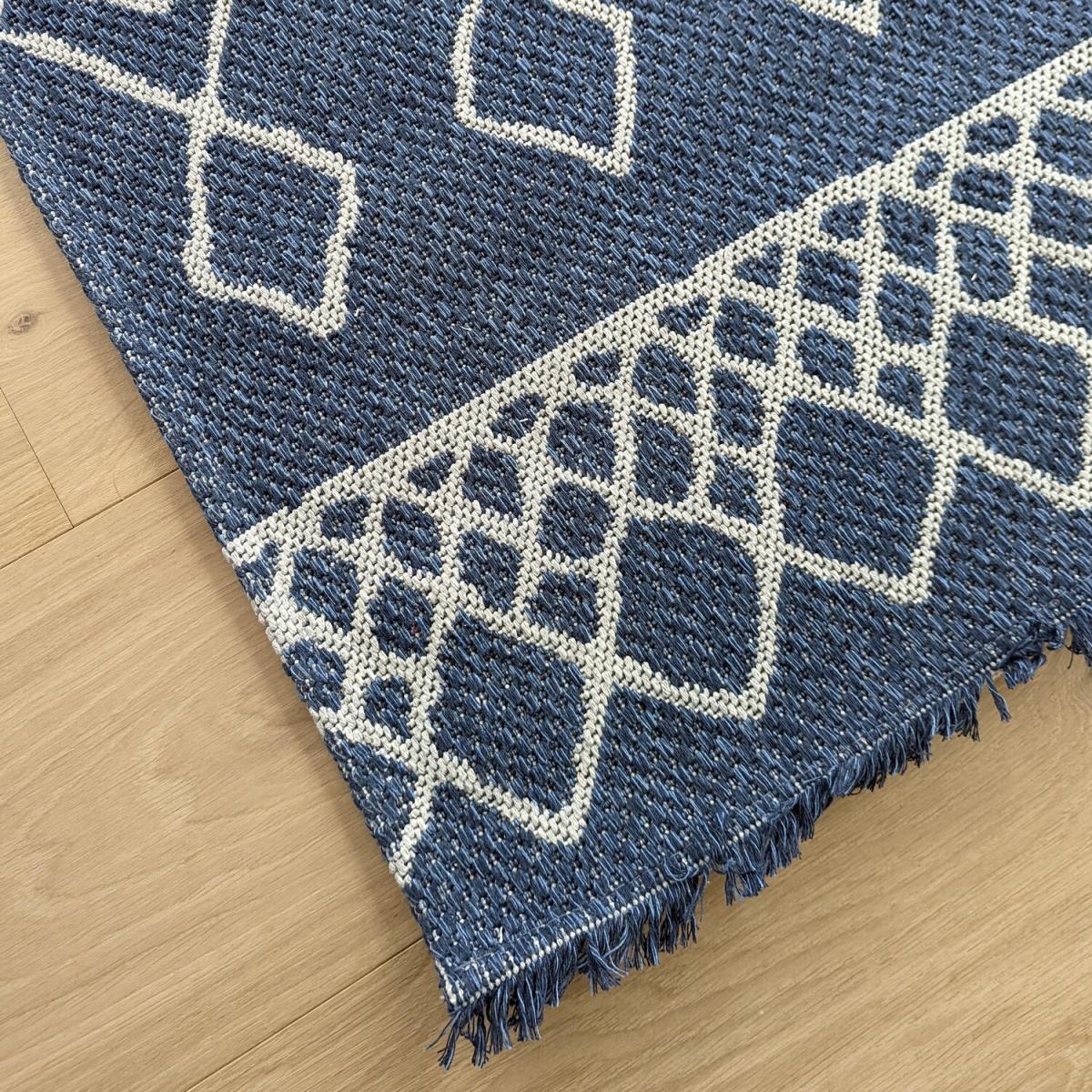 Navy Cotton Flatweave Outdoor Rug - Gala - Blue / 150cm – image 5