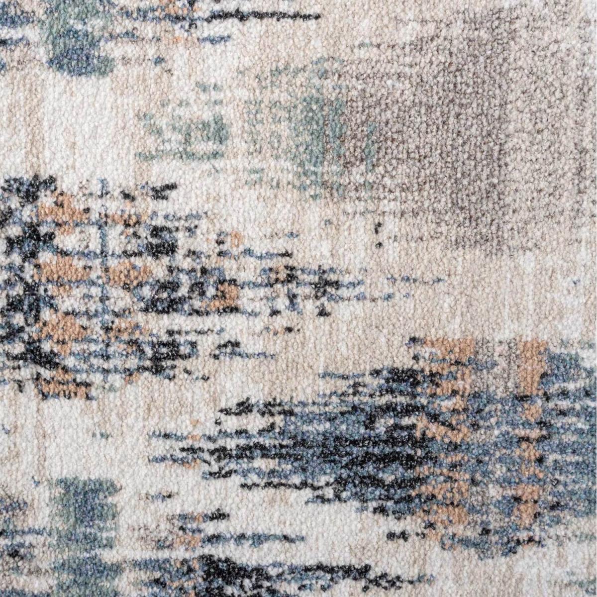 Beige Navy Blue Distressed Diamond Trellis Living Area Rug - Multicolour / 240 x 60cm – image 4