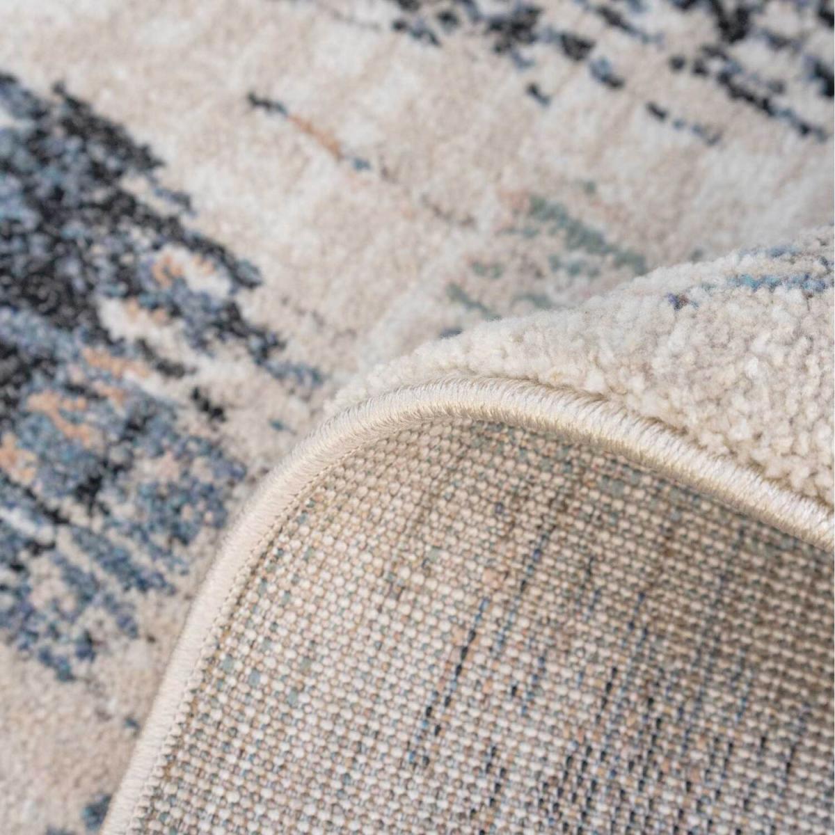 Beige Navy Blue Distressed Diamond Trellis Living Area Rug - Multicolour / 240 x 60cm – image 5