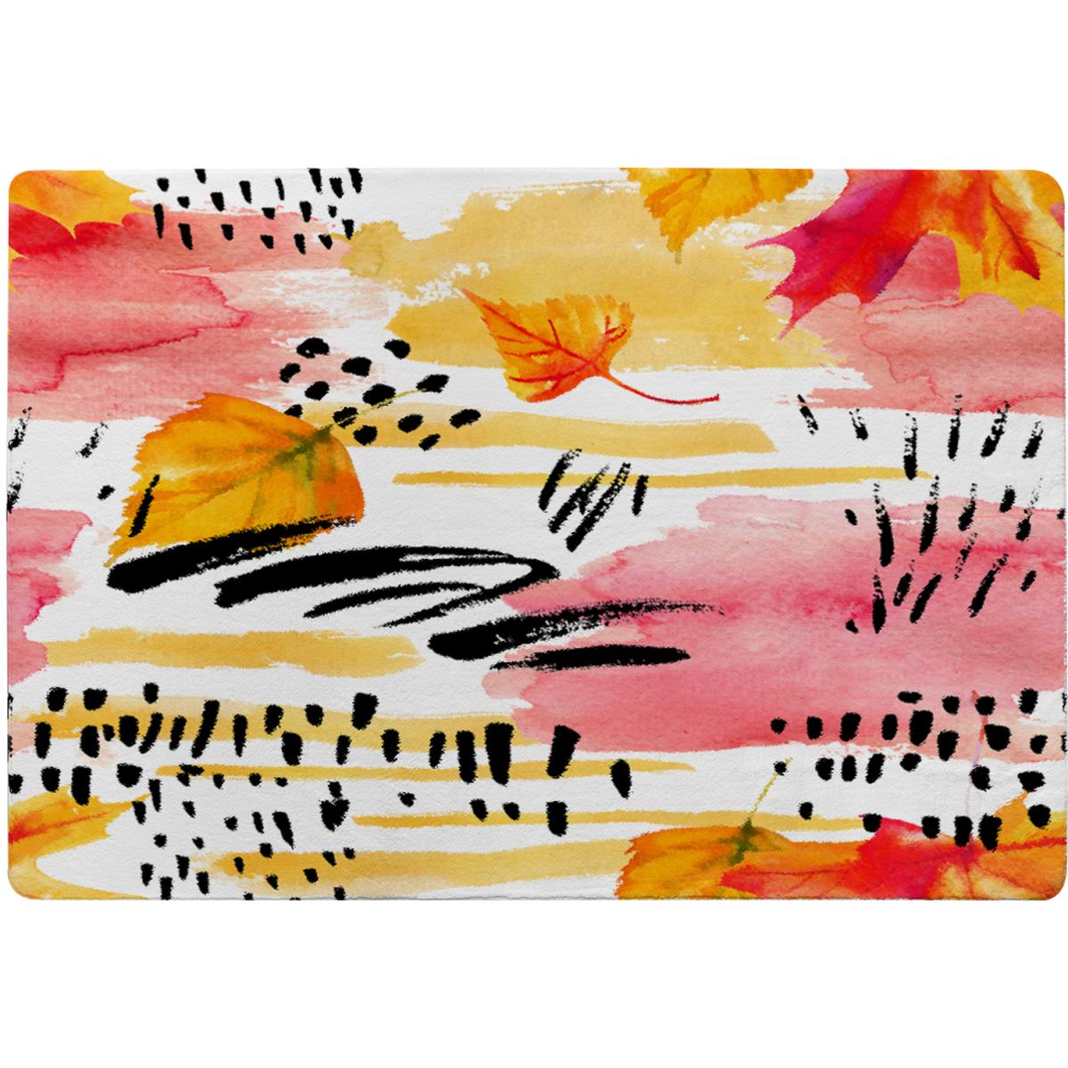 Abstract Fall Seamless Pattern In Bright Autumn Colours Designer Rug - Orange / 110cm – image 2