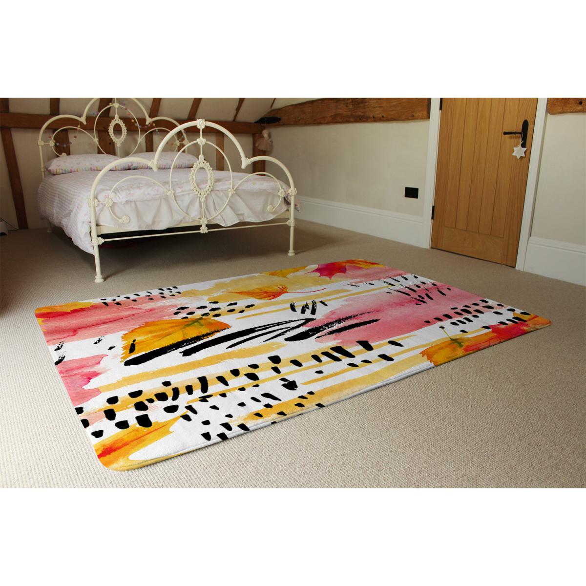 Abstract Fall Seamless Pattern In Bright Autumn Colours Designer Rug - Orange / 110cm – image 3