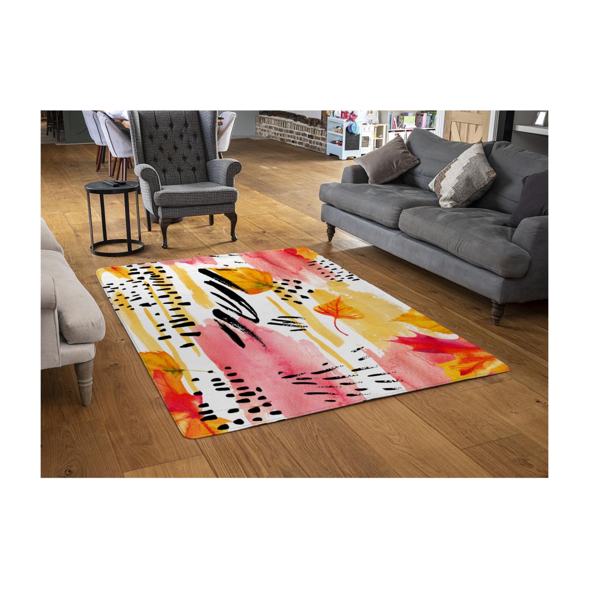 Abstract Fall Seamless Pattern In Bright Autumn Colours Designer Rug - Orange / 110cm – image 1
